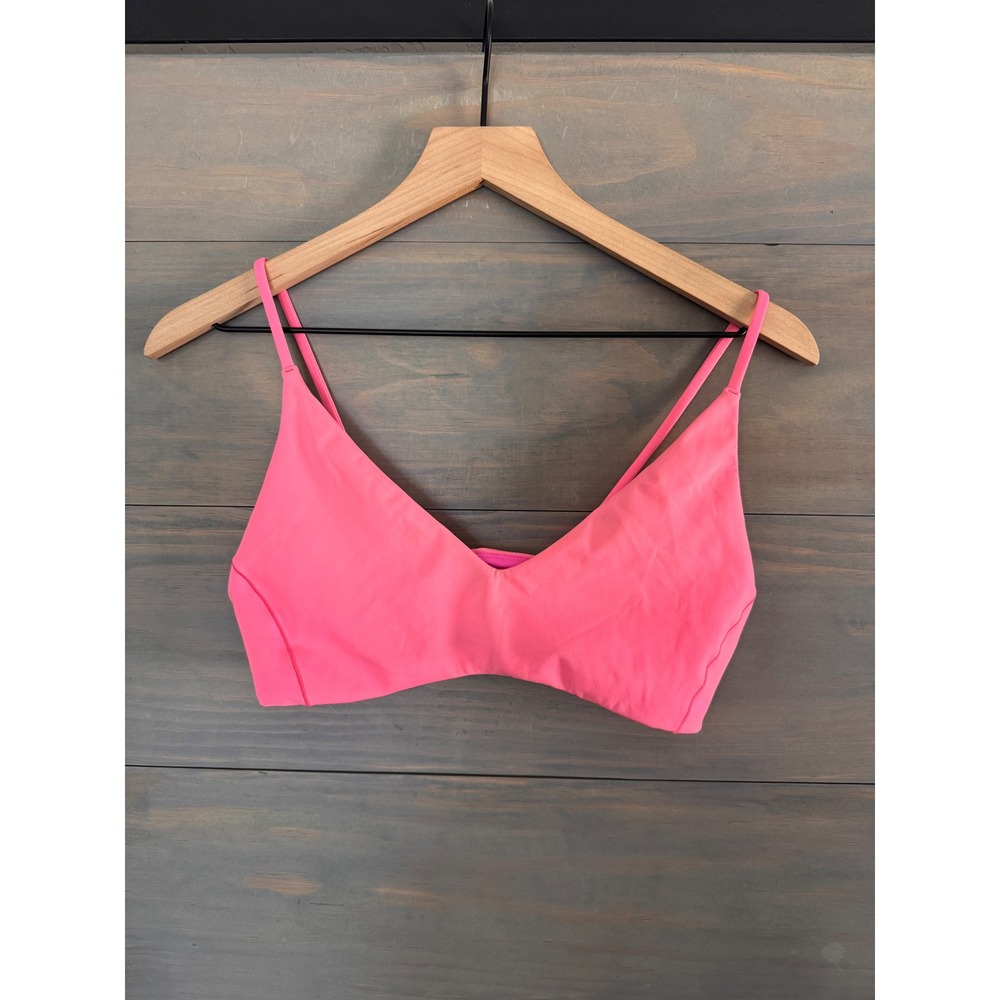 Left On Friday Sunday Bikini Top Shock Pink Neon V-Neck Swim Top Size Medium